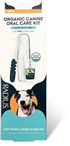 RADIUS Canine Oral Care Kit, Includes 1 Pet Toothbrush, 1 Critter Case, and 0.8 oz Canine Pet Toothpaste, Firm Bristle & Non Toxic Toothpaste for Dogs