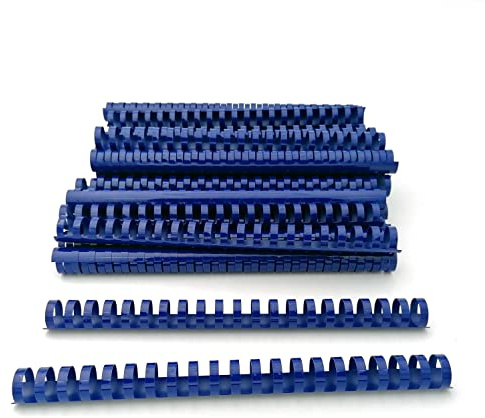 Alevar Dorsi in Plastica a Spirale per Rilegatura, 21 Anelli Diametro 22 mm, Formato A4, Capacità da 151 a 180 Fogli, Colore Blu, Confezione da 50 Pezzi