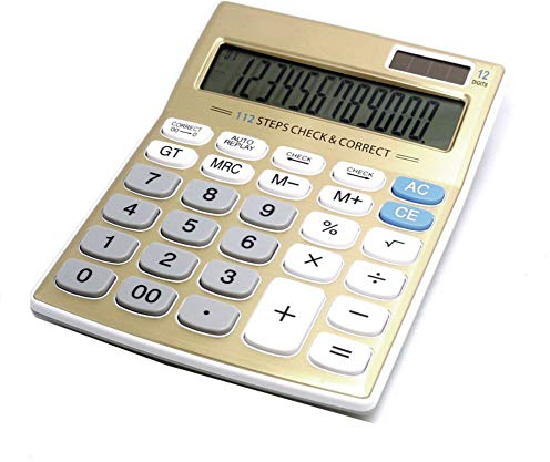 Meichoon Tischrechner Standardfunktion Solarbatterie Dual Power mit 12-stelligem großem LCD-Display Basic Rechenmaschine für Büro/Zuhause Elegantes Design KA05