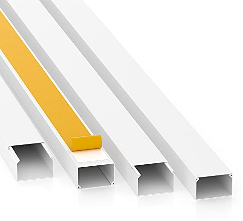 Goulotte autocollante - 4 m - Blanc - 4 x 2,5 x 100 cm/4 x 1 m - Avec bande adhésive en mousse prête pour le montage