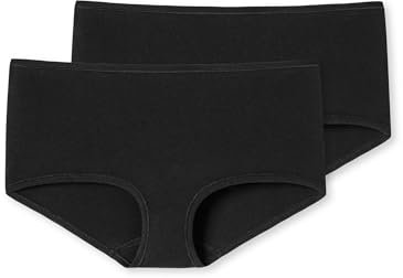 Schiesser Damen 2 Pack Panty Shorts Bio Baumwolle - 95/5 Organic Unterwäsche, Schwarz_174386, 44 EU