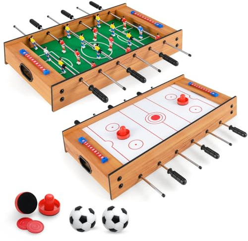 COSTWAY Multi Game Table, Combo Table with Football, Table Tennis, Air Hockey and Billiard, Wood Foosball Table Top for Game Rooms, Arcades, Bars, Parties (2 in 1)