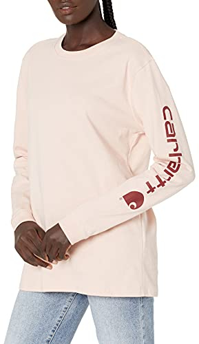 Carhartt Herren Loose Fit Heavyweight Long Logo Sleeve Graphic Arbeits-T-Shirt, Esche Rose, X-Large