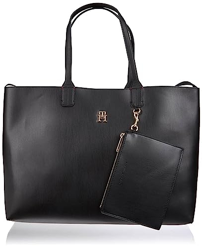 Tommy Hilfiger Damen Iconic Tommy Tote 142 AW0AW13142 Tragetasche, Schwarz (Black)