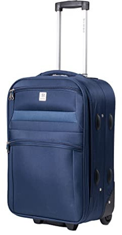 BEMON Valise Souple en Toile 65cm 2 Roues Bleu