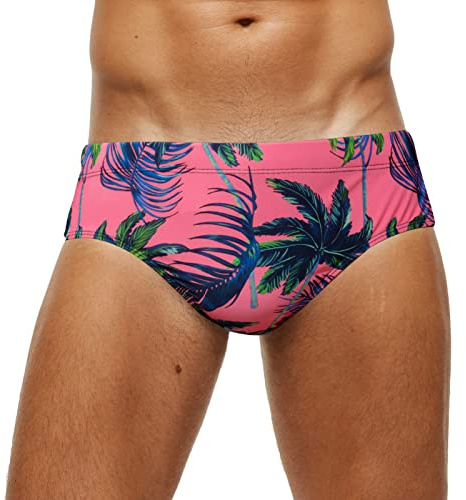 SEAUR Slip de Bain pour Homme Taille Basse Slip de Bain avec Coussin Amovible Adultes Bikini Bain Imprimé pour Piscine Plage Maillot de Bain M-3XL