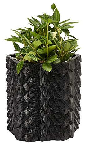 GUTE Dragon Scales Planter Pot & Vase Decanter - GOT, Fantasy I Plant and I Know Things - Black Marble Color 6 Flower Plant Vase - Dragón Monster Cylindrical for Home & Indoor