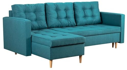 bonni Ecksofa Oslo mit Schlaffunktion, Eckcouch, Schlafsofa, L-Form Sofa, Polsterecke mit Bettkasten, Klappsofa, Schlafcouch, Bettsofa, Couchgarnitur, Sofagarnitur (türkis)