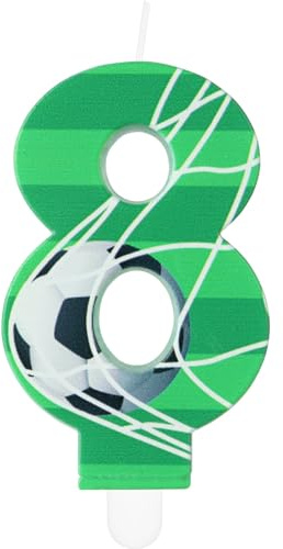 Soccer Number Birthday Candles, Football Birthday Number 8 Candle for Cake, Boys Soccer Theme Birthday Party Decorations, Green Ball 8 Candle Cake Topper Decorations for Boys Men Celebrations Supplies