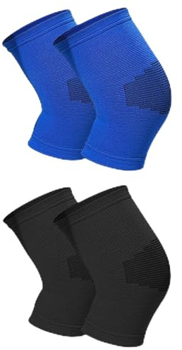 Ltsbaed 2 Pare Rodilleras para Niños, Rodilleras elásticas, Rodilleras Voleibol para Niño, Flexible Rodilla Protectoras Deportivas, para Deportes de Baloncesto y Voleibol（azul/negro）