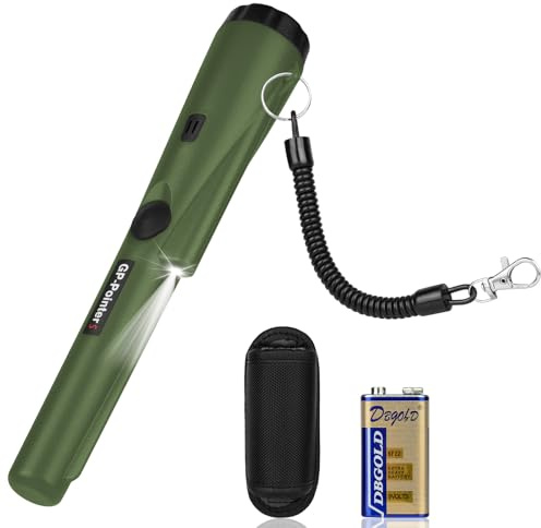 Flintronic Metal Detector Pinpointer, 360° Metal Detector Finder Pinpointer, Waterproof Handheld Pin Pointer with LED and Holster, Metal Detecting Tool for Locating Gold, Coin, Silver (Deep Green)