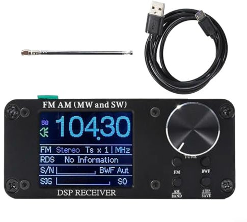 EXTRWORY Portable Shortwave Radio Receiver AM FM SW ATS-80 Digital Tuner With Antenna Battery Aluminium Alloy Black