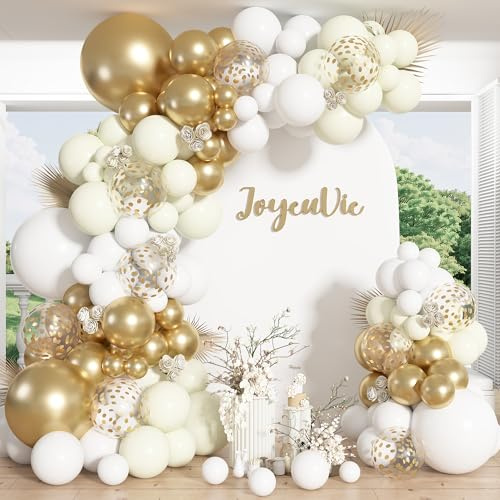 Vitt guld ballong girlang ballonger guld ballonger bröllop 45,72 x 45,72 cm dekoration gyllene bröllop ballonger för födelsedagsfest babyparty baby shower dop bröllop dekoration