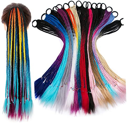 Hair Tie Colourful Braid Ponytail 2pcs High Temperature Wire Wig Accessory