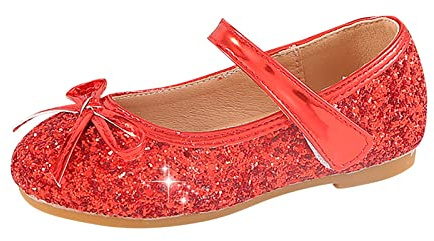 Flickor prinsesskor: Glitterskor Glitter Mary Janes skor platta dansskor med fjäril klädskor balett lägenheter lätta kvällsskor med kardborrband flickskor