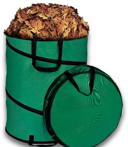 Home Tresor - Sacco Foglie Giardino Pop Up Grande Raccoglitore per Rifiuti con Maniglie Cestino Autoportante Resistente Pieghevole per Orto e Giardinaggio 80 Litri