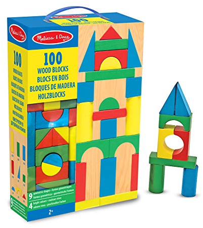 Melissa & Doug 100 Wood Building Blocks | Developmental Toy | Toy Blocks & Building | Age 2+ | 100 Piece Set|Gift for Boy or Girl