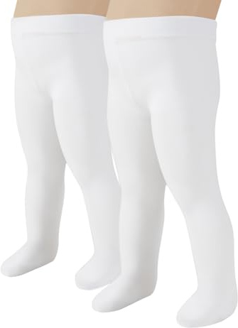 CALZITALY 2 Paia Collant Neonata in Microfibra, Calzamaglia Bébé, Bianco, Rosa, Panna, Blu, 40 DEN, Made in Italy (2 Paia - Bianco, 3 mesi)