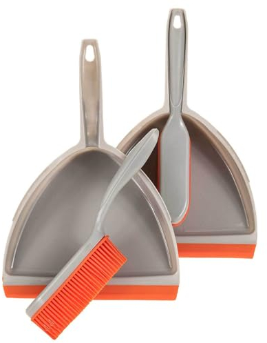 SIDCO Kehrgarnitur 2 x Kehrschaufel mit Gummibesen Handbesen Kehrblech Handfeger