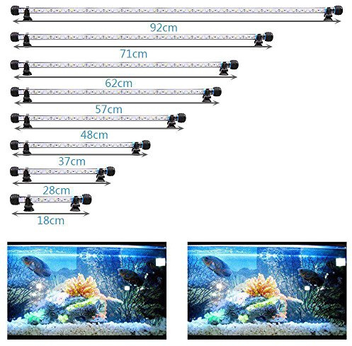 VARMHUS 18-92cm LED Aquarium-Licht Unterwasser BeleuchtungAufsatzleuchte IP68 Abdeckung Wasserdicht LED Lampe Stecker EU für Fisch Tank mit Fernbedienung RGB Farbwechsel (1.8 * 71cm, Weiß & Blau)