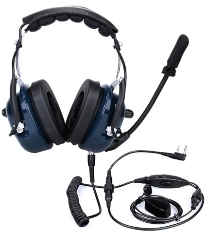 Retevis Noise Reduction Walkie Talkie Headset, Volume Adjustable, Hands Free, VOX Function, for Racing, Aviation, UTV, Two Way Radio Headset with Mic(1 Pack)
