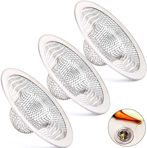 GOLRISEN 3 pezzi di filtro in acciaio inossidabile filtro per capelli filtro per doccia lavandino in acciaio inossidabile 7 cm