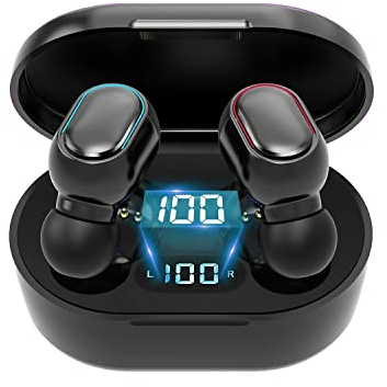 KASSTPO Auriculares Bluetooth, [2023] auriculares inalámbricos in-ear Bluetooth con micrófono, estéreo de alta fidelidad, control de teclas, pantalla LED, resistente al agua IP7, auriculares Bluetooth
