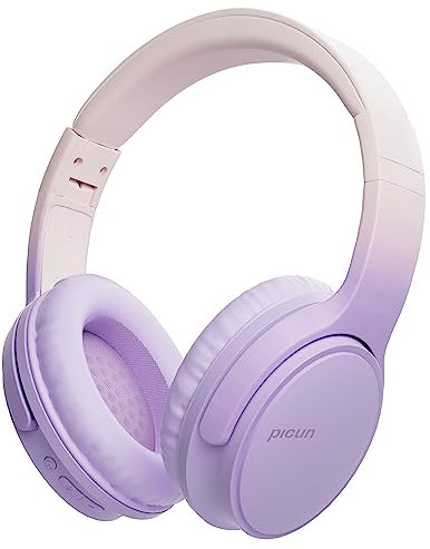 Jassco Trådlösa hörlurar, Bluetooth Over Ear Headsets med mikrofon, Hi-Fi-ljud, 60H speltid, beröringskontroll, hopfällbara lätta, on-ear-hörlurar för flickor kvinnor, resor, arbete, lila och rosa