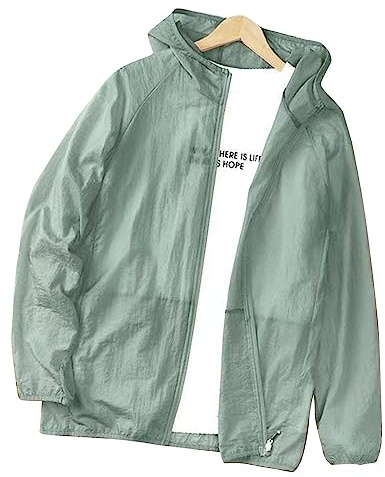 Tbest Chaqueta de Protección Solar UV, Chaqueta de Protección Solar para Hombres, Camisa UV Ligera y Transpirable, Sudadera con Capucha de Refrigeración a Prueba de Sol de Manga Larga