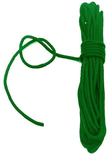 Fuwok 2/3/4/6/8/10MM 20M(64ft) Nylon Rope,Rattail Silk Cord,All Purpose Rope,Assorted Colors Nylon String Twisted Durable Long Ropes (Green, 4mm)