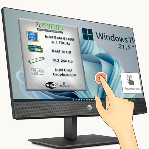 Desktop-PC All-in-One Touchscreen HP 600 g4 Display 21,5 Intel Gold G5400 16GB SSD 256GB M.2 Nvme WIFI BTH Windows 11 (Generalüberholt)
