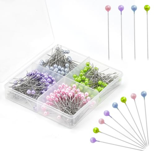 NAROSEBE 320 Stück Stecknadeln mit Kopf Edelstahl Bunte Stecknadeln mit Kunststoffkopf Mehrfarbig 38mm Stecknadeln rundkopf nähnadeln mit Kopf Kopfnadeln Blumennadeln für Basteln Nähen