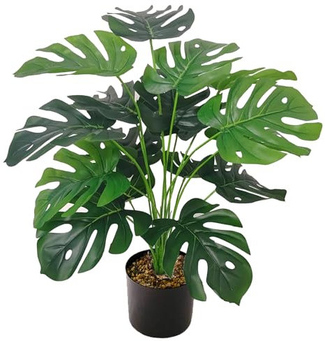Vmhkjo Monstera Kunstpflanze Groß,75cm Hoch 18 Zweige Kunstpflanze Splitphilo im Topf Künstliche Pflanzen Tropical Hawaii Grün Fake Plant für Schlafzimmer Büro Garten Hochzeit Party Deco