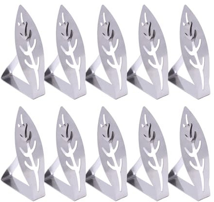 Quorlis 10 Pcs Table Cloth Clips for Outside Table – Stainless Steel Tablecloth Clips for Outdoor Tables, Reusable Table Cloth Holders & Clamps, Leaf Design for Garden, Picnic, Party, Wedding, Dining