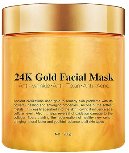24K Gold Peel Off Face Masks, Anti Wrinkle Anti Aging Collagen Facial Mask, Deep Cleansing Skin, Oil Control, Shrink Pores, Purifying Acne, Skin Care Face Lifting Firming Mask for Man & Women, 250g