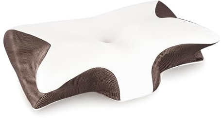 Straame Memory Foam Pillow – Ergonomic Butterfly Contour Pillow with Neck Support for Side, Back & Stomach Sleepers – Dual-Height Design with Removable Polyester Cover