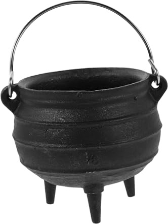 Hemobllo Caldero De Hierro Fundido Tres Patas 12 Cm con Asa Resistente Al Calor Recipiente para Sahumar Ritual Aromaterapia Decoración Espiritual Portátil