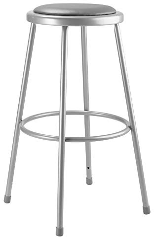 National Public Seating 6430 Steel Stool with 30 Vinyl Upholstered Seat, Grey