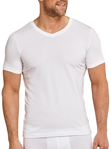 Schiesser Herren V-ausschnitt Atmungsaktiv - Long Life Soft Unterhemd, Weiß, L EU