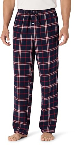 Amazon Essentials Men's Breathable Flannel Pyjama Trousers (Available in Big & Tall), Navy Red Plaid, M