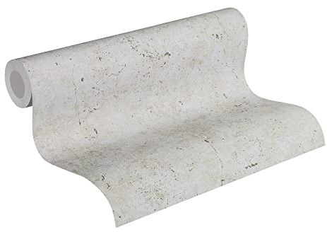 A.S. Création Elements Vliestapete mit Betonmotiv 0,53 x 10,05 m – Grau – dezente Betontapete mit Stein-Optik Made in Germany – 369112
