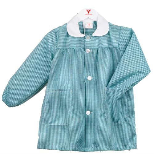 KLOTTZ -903B-Babi scolaire à carreaux col blanc et petit bouton. Blouse scolaire, crèche ou travaux manuels avec poches et poignée pour porte-manteau. Fabriqué en Espagne. Ne fait pas de bouloches