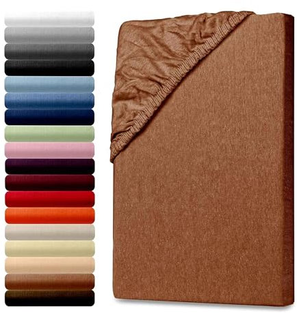 Julido Spannbettlaken 180x200 cm, Jersey, Nougat Braun, Baumwolle, Oeko-Tex Standard 100, hautfreundlich und atmungsaktiv, Perfekter Sitz durch Gummizug