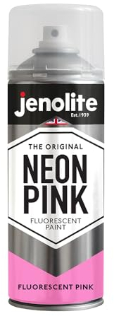 JENOLITE Peinture aérosol fluorescente | Rose fluo | 400 ml | Peinture aérosol néon haute visibilité de qualité supérieure | Peinture multi-surfaces haute visibilité idéale pour les loisirs, les