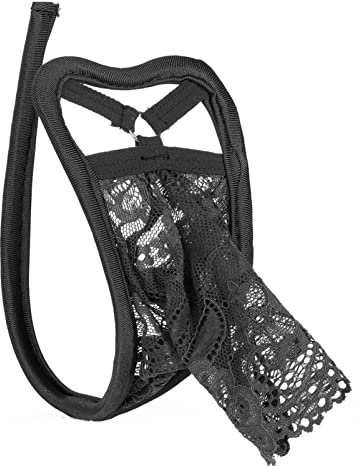 CHICTRY Homme Sissy Sexy C-String Dentelle Transparent G-String Tanga X-String Visible Lingerie de Nuit Sexy Coquine Hot Slip de Nuit Bain Briefs Underwear Underpants Type C Noir Taille Unique
