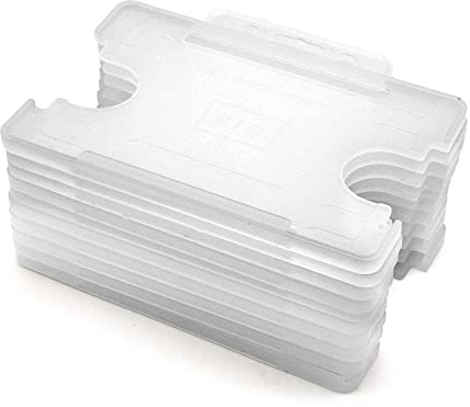 BioBadge Clear ID Card Holders Open-Faced for ID Badges, Landscape - Pack of 10