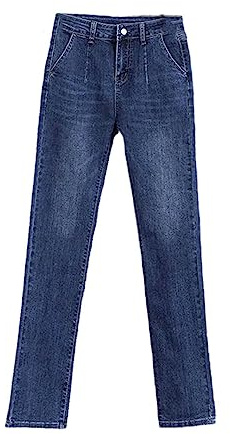Ownwfeat Jeans Droit pour Femme Surdimensionné Décontracté Taille Haute Denim Pantalon Blue 4XL