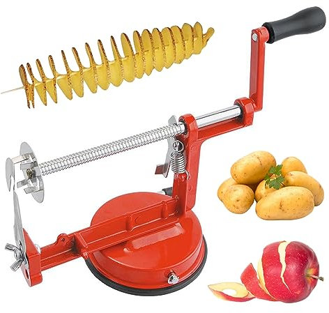 Trancheuses électriques, coupe-pommes de terre en spirale 3 en 1 éplucheur de pommes de terre en acier inoxydable coupe-légumes réglable éplucheur de fruits avec ventouse pour la cuisine à domicile