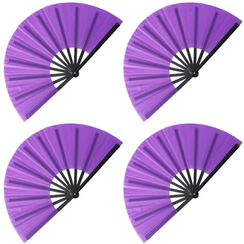 Gionforsy 4pcs Clap Fan Foldable Large Folding Fan Chinese Tai Chi Fan Set