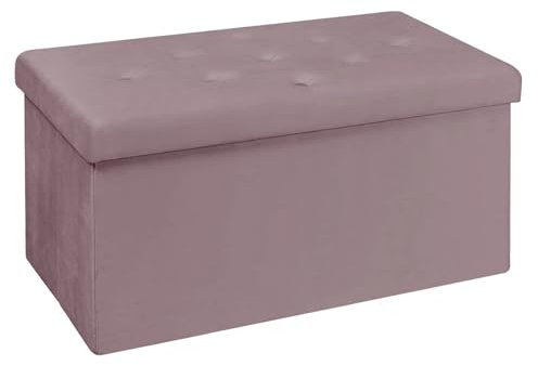BRIAN & DANY Puff Almacenaje, Baúl de Almacenaje Plegable, Banco Almacenaje con Tapa, Taburete de Terciopelo para Dormitorio Entrada, 80 x 40 x 40 cm, Morado